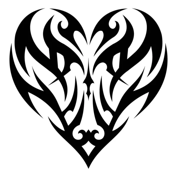 ステッカーやロゴのための部族の心の入れ墨のデザイン タトゥーアート 美的アート シンボルとサイン — ストックベクタ