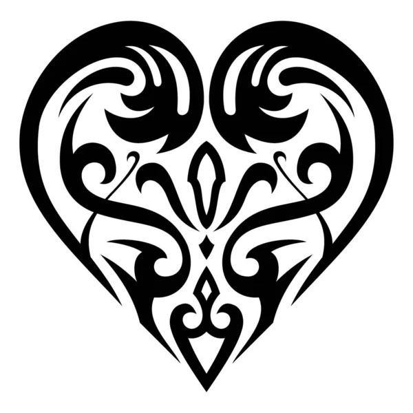 Diseño Del Tatuaje Del Corazón Tribal Para Etiqueta Engomada Logotipo — Vector de stock