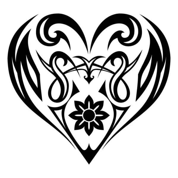 ステッカーやロゴのための部族の心の入れ墨のデザイン タトゥーアート 美的アート シンボルとサイン — ストックベクタ