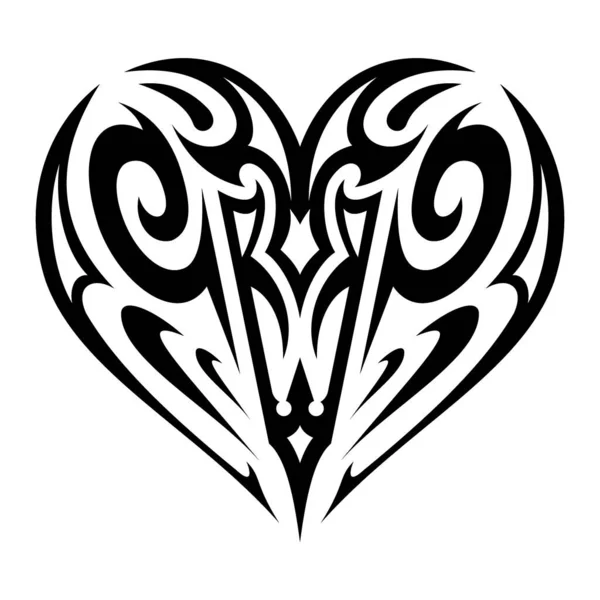 Diseño Del Tatuaje Del Corazón Tribal Para Etiqueta Engomada Logotipo — Vector de stock