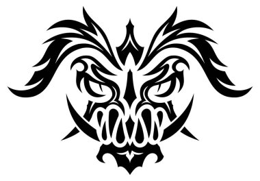 Dövme sanatı, sanatsal sanat, sembol ve işaret, logo veya çıkartma gibi şeytana ait dövme tasarımı..