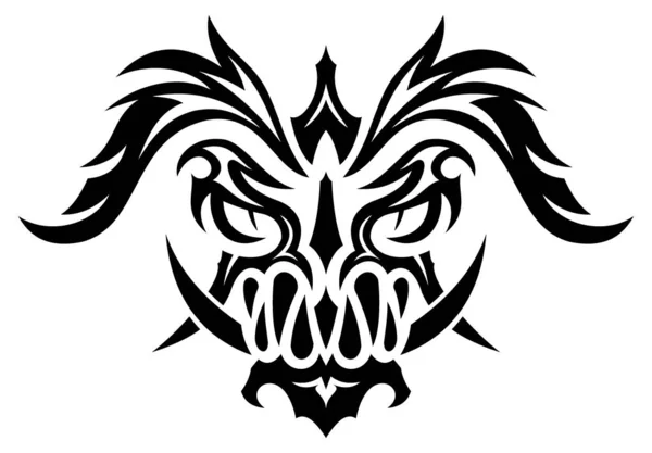 Татуировка Дизайн Лица Демона Татуировки Искусства Художественное Искусство Символ Знак — стоковый вектор
