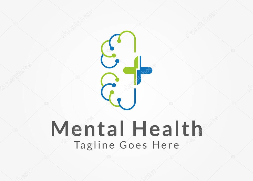 Mental health logo icon design vector template for medical and health-care services.