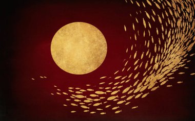 Gece gökyüzündeki altın ay