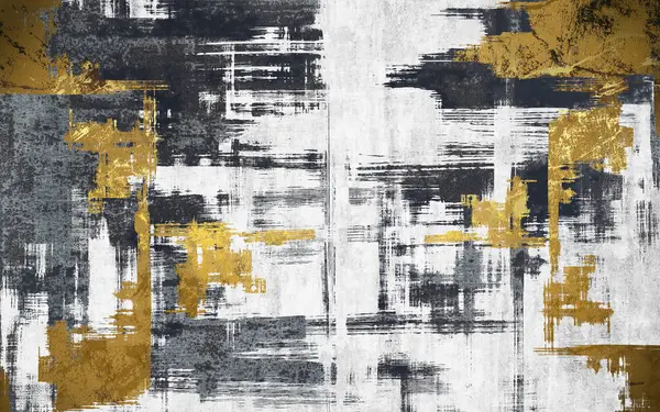 Naadloos Patroon Met Zwart Wit Abstracte Grunge Achtergrond Met Gouden — Stockfoto