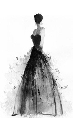 Mürekkepli kadın çizimi