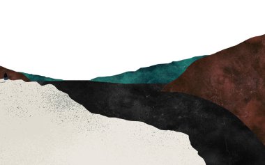 Dağ kayaları ve dağlar suluboya arkaplan çizimi