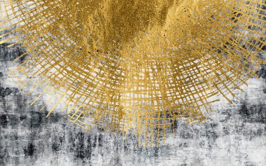 Soyut resim. Tuval üzerine yağlı boya boya. Altın doku. İllüzyon, duvar süsü. Modern sanat. Modern sanat. Duvar kağıtları, posterler, kartlar, halılar, tablolar, baskılar