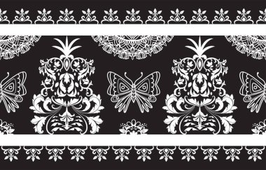 Etnik Düzen. Etnik Hindistan kusursuz desenli doğu tarzı. Damask Hindistan Motifi.