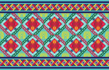 Etnik Düzen. Fayans ve tekstil dekorasyonu için etnik Hindistan geometrik desen doğu tarzı.
