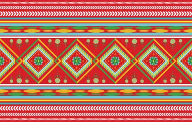 Etnik Düzen. Fayans ve tekstil dekorasyonu için etnik Hindistan geometrik desen doğu tarzı.
