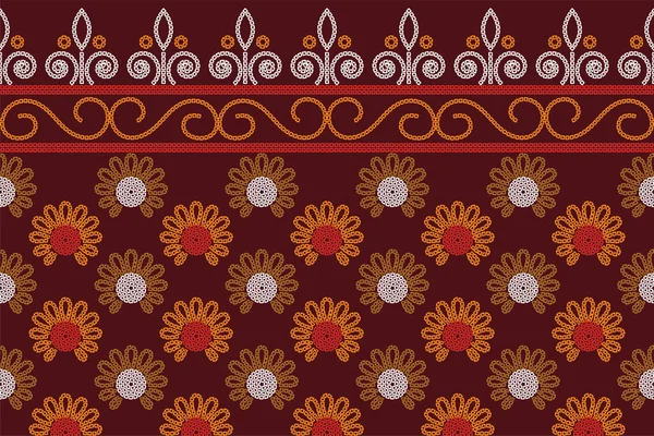 Modèle Ethnique Ethnique Inde Bhandhani Motif Sans Couture Pour Broderie — Image vectorielle