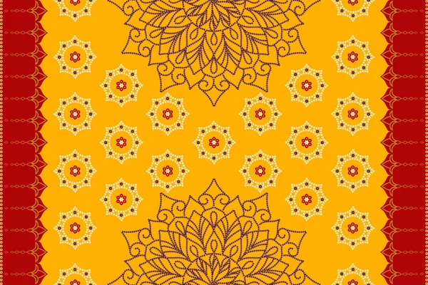 Ethnic Pattern Ethnic India Bhandhani Seamless Pattern Embroidery Textile Decoration — Stock Vector