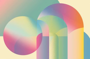 Yumuşak pastel küreler örtüşüyor, sakin, rüya gibi bir renk ve ışık gradyanı yaratıyor.