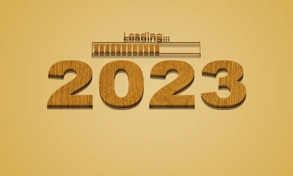 2023 Yeni Yıl Yükleme. Yallow arka planında 3D tahta tarzı 2023 yükleniyor. Yeni yıla hedef planı, hedef kavramı, eylem planı, strateji, yeni yıl iş vizyonu ile başlayın.