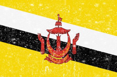 New concept Brunei flag White messy wall stucco texture background, Brunei flag paint, Brunei flag history, Brunei new flag.