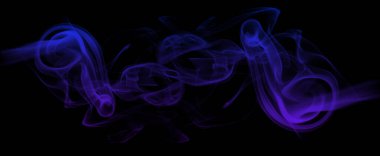 Waves of neon swirling blue isolated on black background.