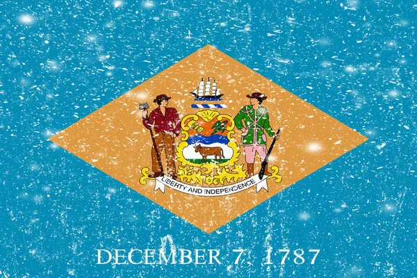 New concept Delaware flag White messy wall stucco texture background, Delaware flag paint, Delaware flag history, Delaware new flag.