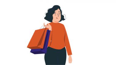 Alışveriş çantasıyla duran genç bir kadın.