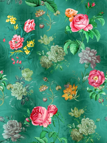 Цифровий Квітковий Візерунок Дизайн Текстильного Візерунка Акварельна Ілюстрація Абстрактних Квітів — стокове фото