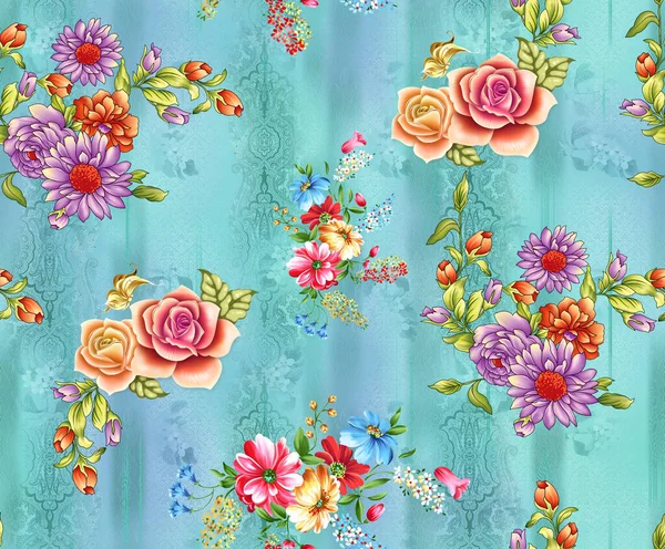 Cyfrowy Wzór Kwiatów Projekt Wzorów Tekstylnych Akwarela Ilustracja Abstrakcyjnych Kwiatów — Zdjęcie stockowe