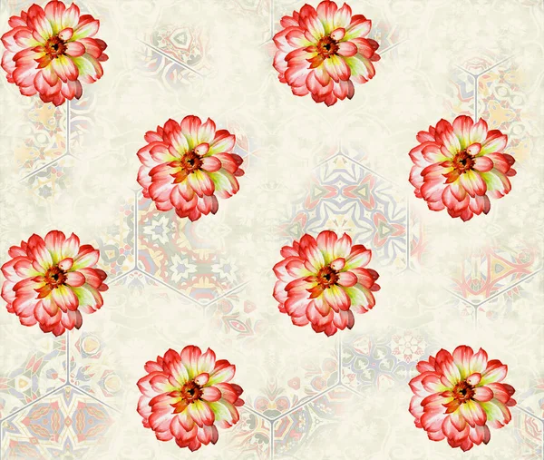 Digital Flower Pattern Textile Pattern Design Watercolor Illustration Abstract Flowers — Stock Photo, Image