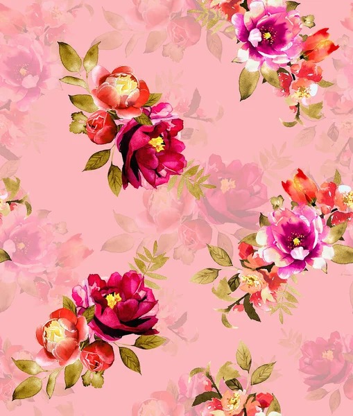 Digital Flower Pattern Textiel Patroon Design Aquarel Illustratie Van Abstracte — Stockfoto