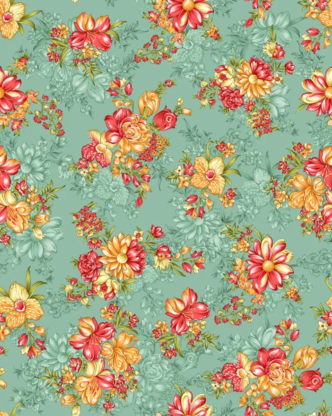 Digitális Virágminta Textil Mintás Tervezés Akvarell Illusztráció Absztrakt Virágok Zökkenőmentes — Stock Fotó