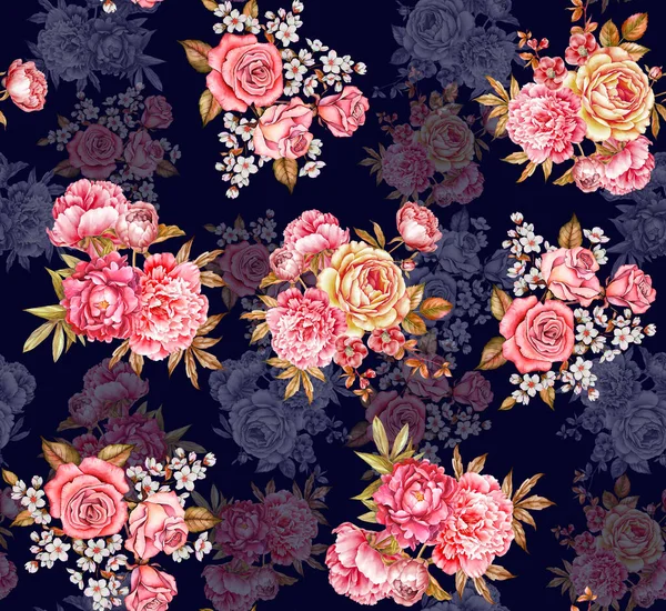 Digital Flower Pattern Textile Pattern Design Aquarell Illustration Abstrakter Blumen — Stockfoto
