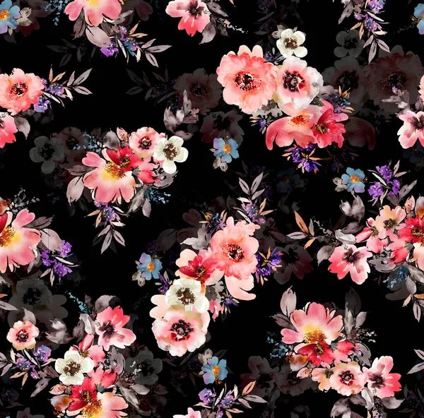 Digital Flower Pattern Textile Pattern Design Watercolor Illustration Abstract Flower — 스톡 사진