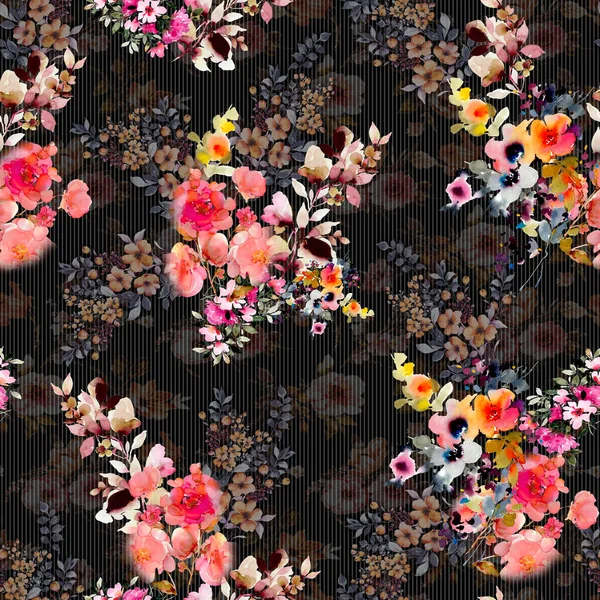 Nahtlose Blumenmuster Vintage Digital Flower Aquarell Hintergrund Aquarell Illustration Textil — Stockfoto