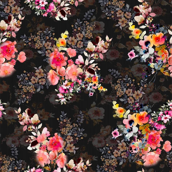 Sömlös Blommönster Vintage Digital Blomma Akvarell Bakgrund Akvarell Illustration Textil — Stockfoto