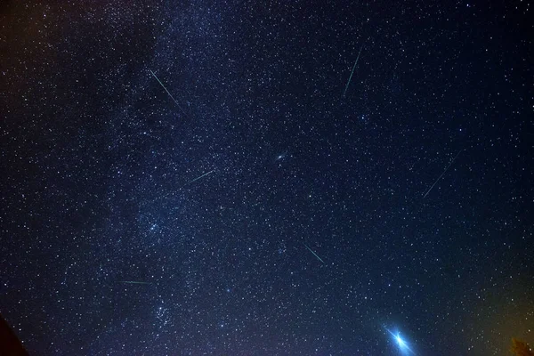 Tuhinj Valley Słowenia Sierpień 2023 Perski Deszcz Meteorytów Widziany Wieczornym — Zdjęcie stockowe