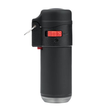Black metal lighter isolated on white background with clipping path. Plastic lighter. Blank gas cigar-lighter mockup element.