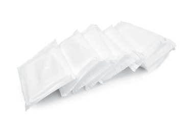 Sanitary napkin isolated on white background. Sanitary napkins, pad. Sanitary towel, sanitary pad, menstrual pad. Menstruation.