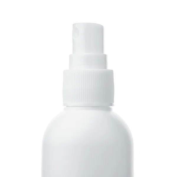 Plástico Limpio Tres Botellas Blanco Con Bomba Dispensadora Sobre Fondo —  Fotos de Stock