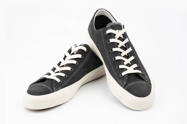 Zwyczajne Stylizacje Sneakersi Buty Odizolowane Białym Tle Czarne Trampki Biegania — Zdjęcie stockowe