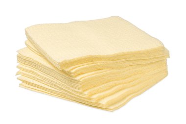 Square Bar Peçetesi, Beyaz Arkaplan 'da izole edilmiş. Kağıt peçeteler beyaz arkaplanda izole edilmiş.