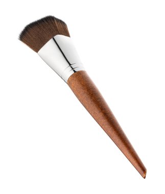 Kozmetik makyaj fırçası, beyaz arka planda izole edilmiş. Beyaz arkaplanda yeni makyaj fırçası izole edildi.