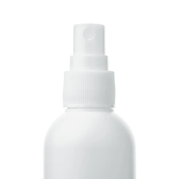 Plástico Limpio Tres Botellas Blanco Con Bomba Dispensadora Sobre Fondo — Foto de Stock