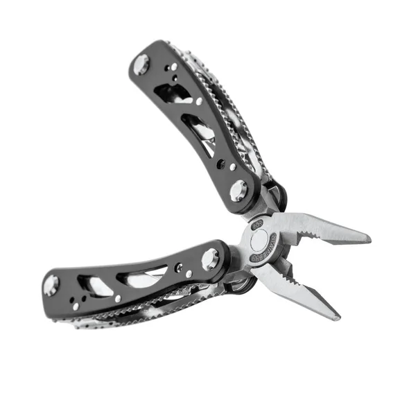 Steel Multitool Isolated White Background Opened Multitool Pliers File Blade — Stock Photo, Image