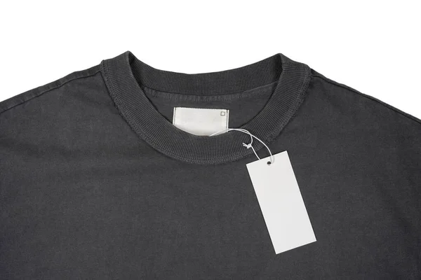 男性灰色T恤模板 从两边看 自然形状在看不见的人体模特上 为您的设计 白色背景隔离 空白灰色衬衫造型模板 — 图库照片