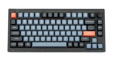 Bilgisayarınız için modern ve şık klavye. Turuncu tuşlu gri klavye