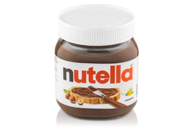 Beyaz arka planda izole edilmiş çikolata kavanozu