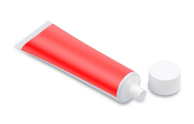 Diş macunu veya kozmetik ürün tasarımı için boş ambalaj tüpü beyaz arka planda izole edilmiş. Krema tüpü. Cilt bakımı