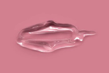 Sıvı jel lekesi renk arkaplanında izole edilmiş. Saf şeffaf aloe losyonu, yüz jölesi serumu, temizleyici, duş jeli ya da şampuan gibi güzellik kozmetik lekeleri. Kozmetik ürünleri. Cilt temizleme. Serum