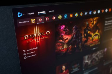 Dnipro, Ukrayna - 25 Temmuz 2023: Battle.net uygulamasındaki Diablo 3 logosunu kapat. Blizzard Battle.net, Blizzard tarafından geliştirilen çevrimiçi oyun platformudur..