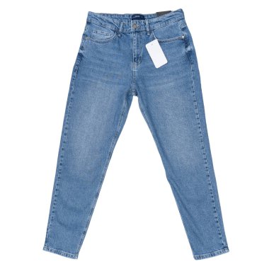Beyaz arka planda kot pantolon desenli yeni mavi kot pantolon. Tasarım için Denim arkaplan dokusu. Branda kot dokusu.