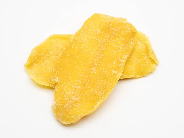 Leuchtend Gelbe Getrocknete Mangoscheiben Drehen Sich Aus Nächster Nähe Mango — Stockfoto