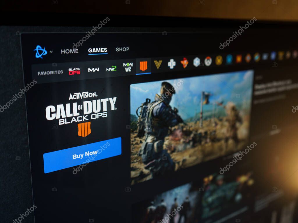 Dnipro, Ukraine - July 25, 2023: Close up of Call of Duty Black Ops Cold War logo in the Battle.net application. Blizzard Battle.net is an online gaming platform developed by Blizzard.